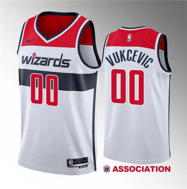 Mens Washington Wizards #00 Tristan Vukcevic White 2023 Draft Association Edition Stitched Jersey Dzhi->washington wizards->NBA Jersey